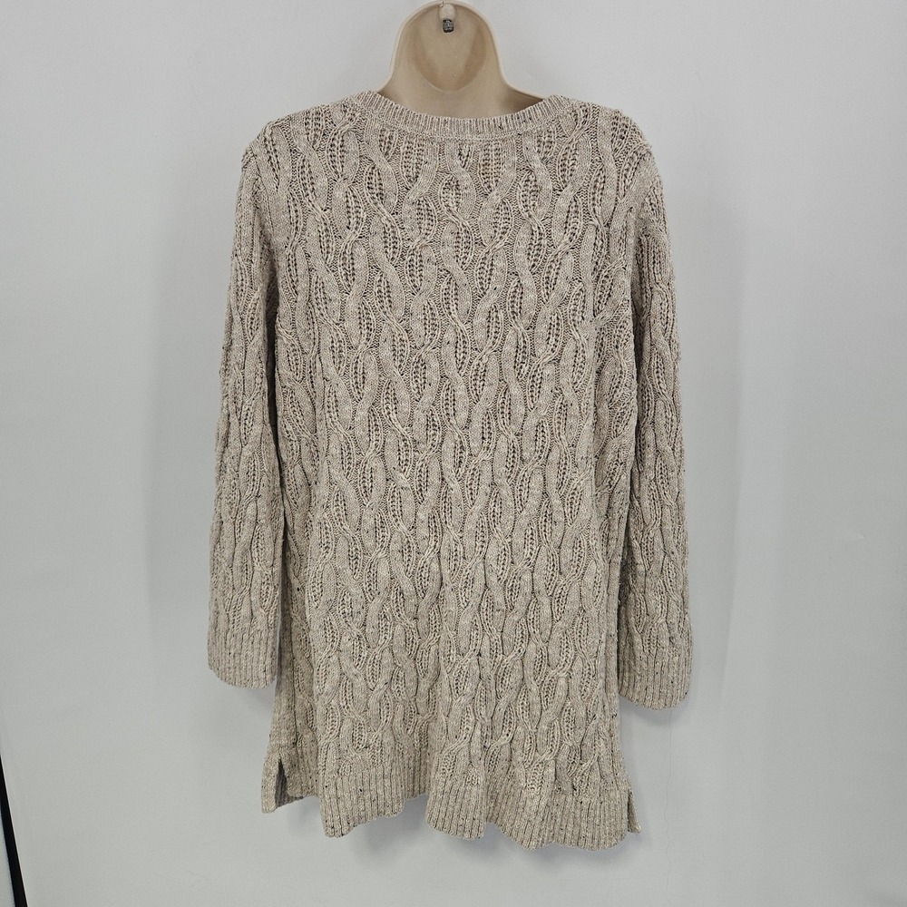 J Jill Sweater Womens 2X Beige Cable Knit Soft Textured Fisherman Style Preppy - Picture 5 of 11